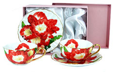 Подарочный набор чайный: Красный цветок на 2 персоны