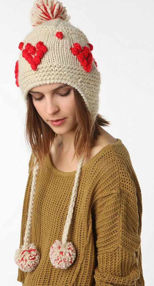 Cooperative Knit Heart Trapper Hat