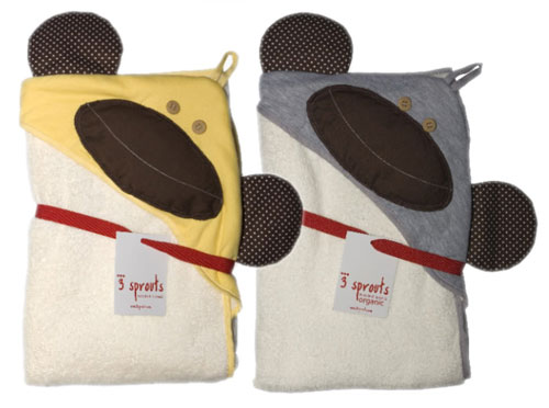 Organic cotton hooded towel - monkeys