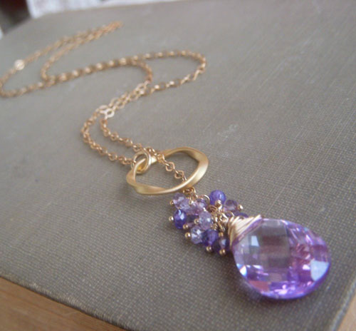 Lavender Lariat Necklace on Goldfill